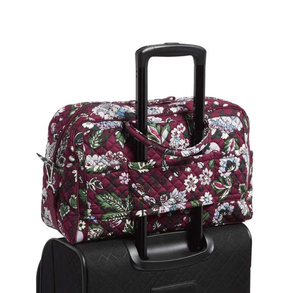 Vera Bradley Bordeaux Blooms Iconic Weekender Travel Bag - Picture 12 of 15